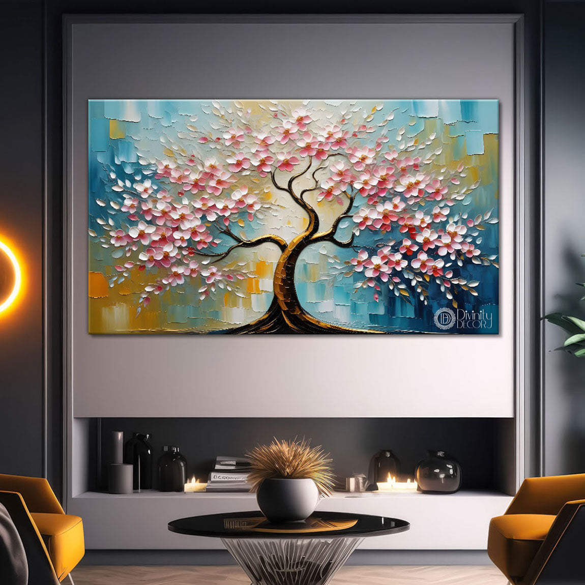 Spring tree in textured modern art- Design - Tree-258