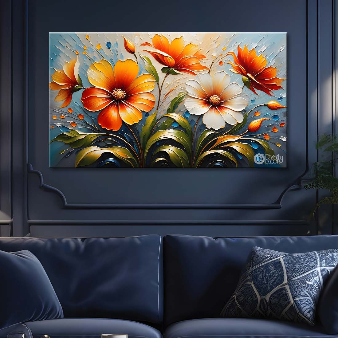 Orange flowers in the grey background- Flower-260