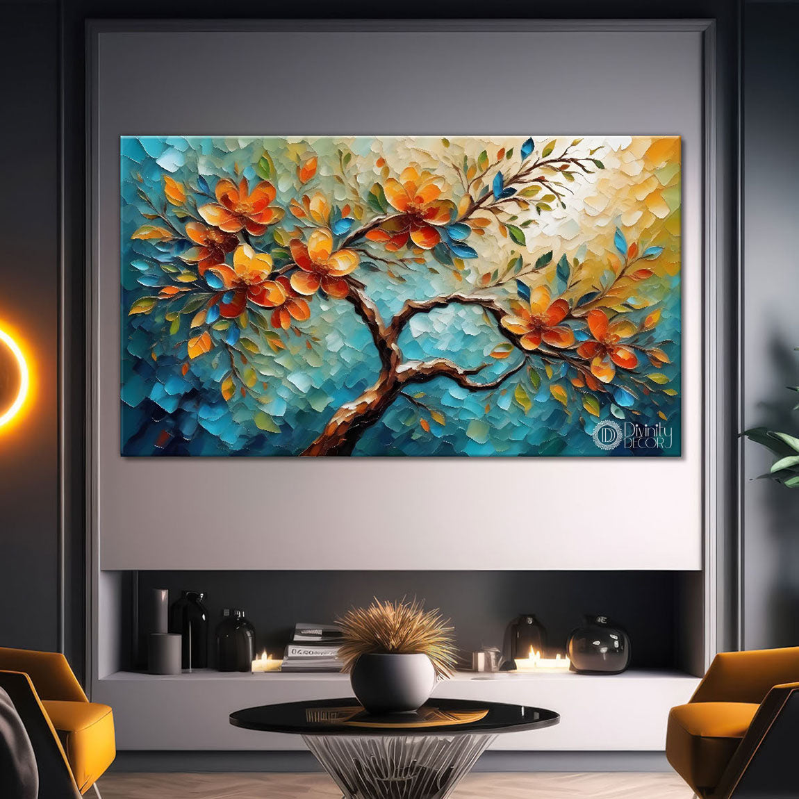 Colorful tree in textured modern art- Design - Tree-261