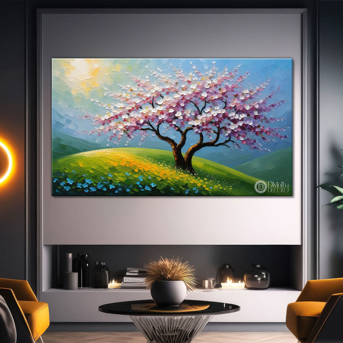 Spring tree in textured modern art- Design - Tree-263