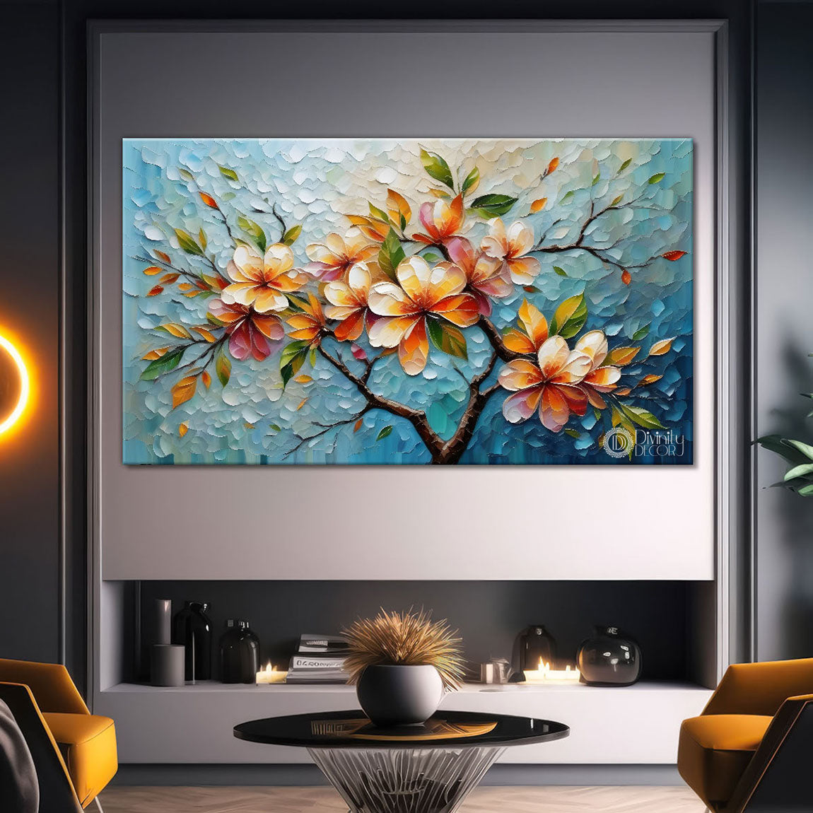 Colorful tree in textured modern art- Design - Tree-265