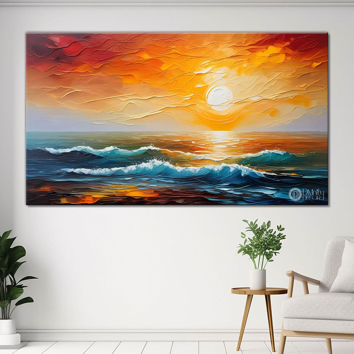 Sea and sun textured painting Canvas Painting - Nature Art -266