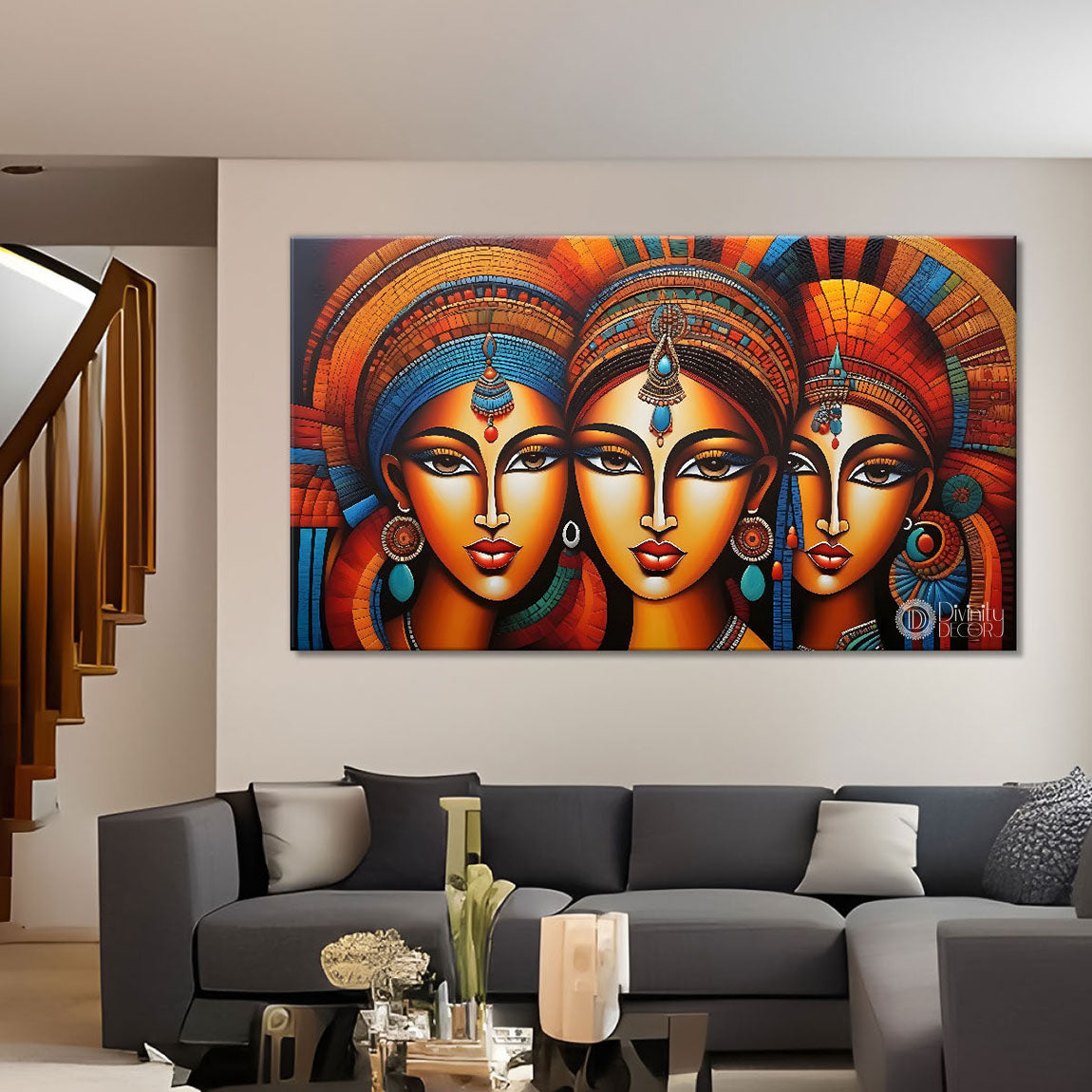 Multiple faces textured modern art Canvas Painting - Design - Modern-L-266