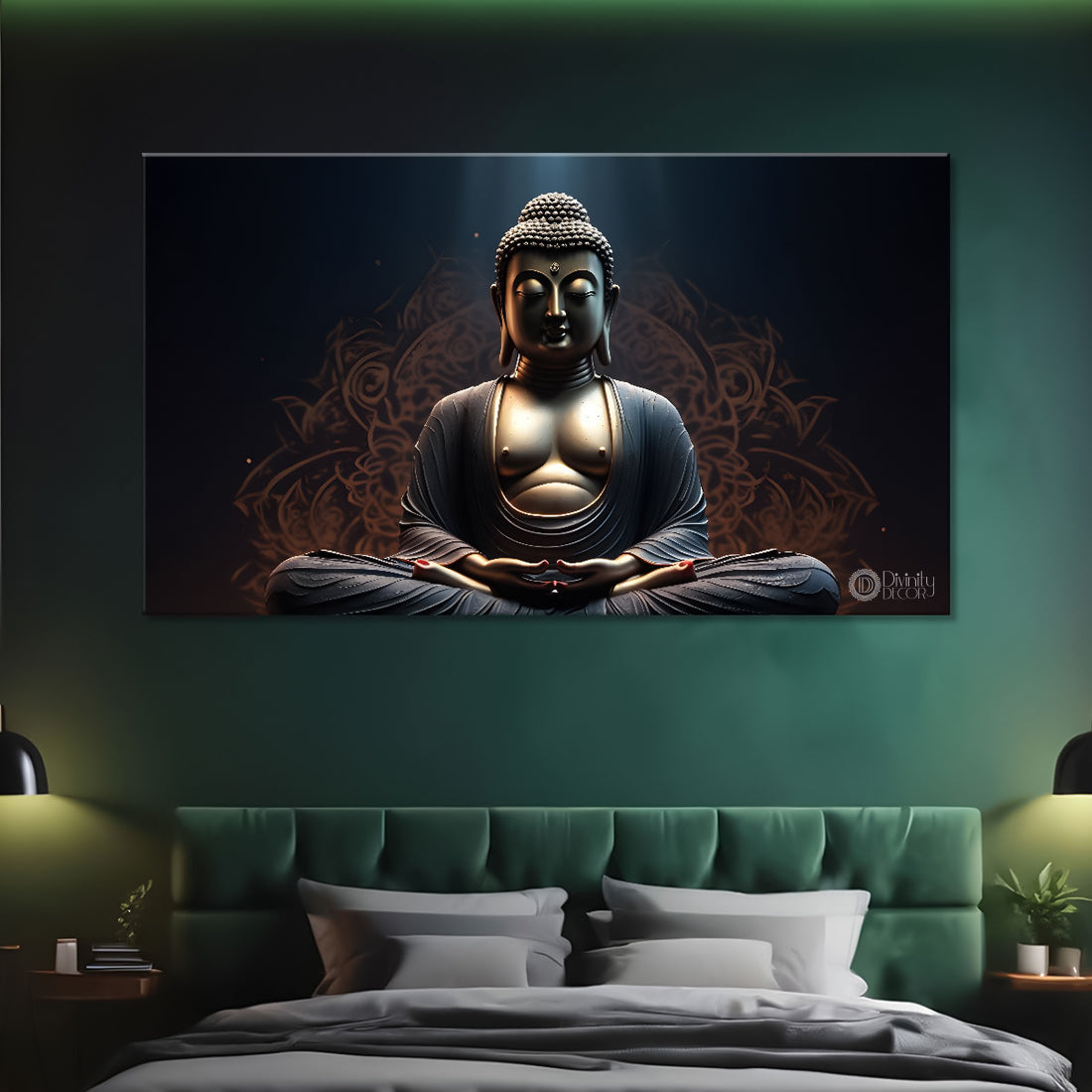 Buddha with dark textured background painting Canvas Wall Painting - Buddha-267