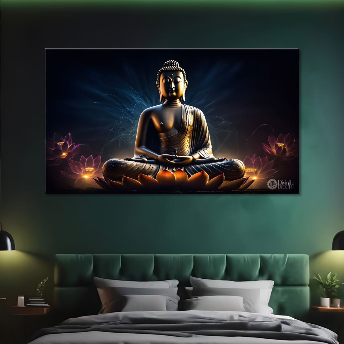 Buddha with dark textured background painting Canvas Wall Painting - Buddha-270