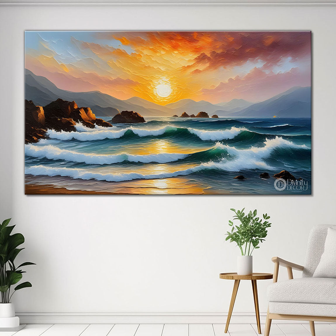 Waves and rock painting Canvas Painting - Nature Art -270
