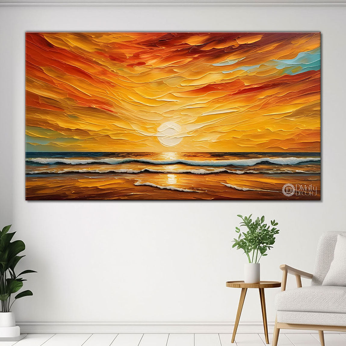 Sunrise and sea painting Canvas Painting - Nature Art -271