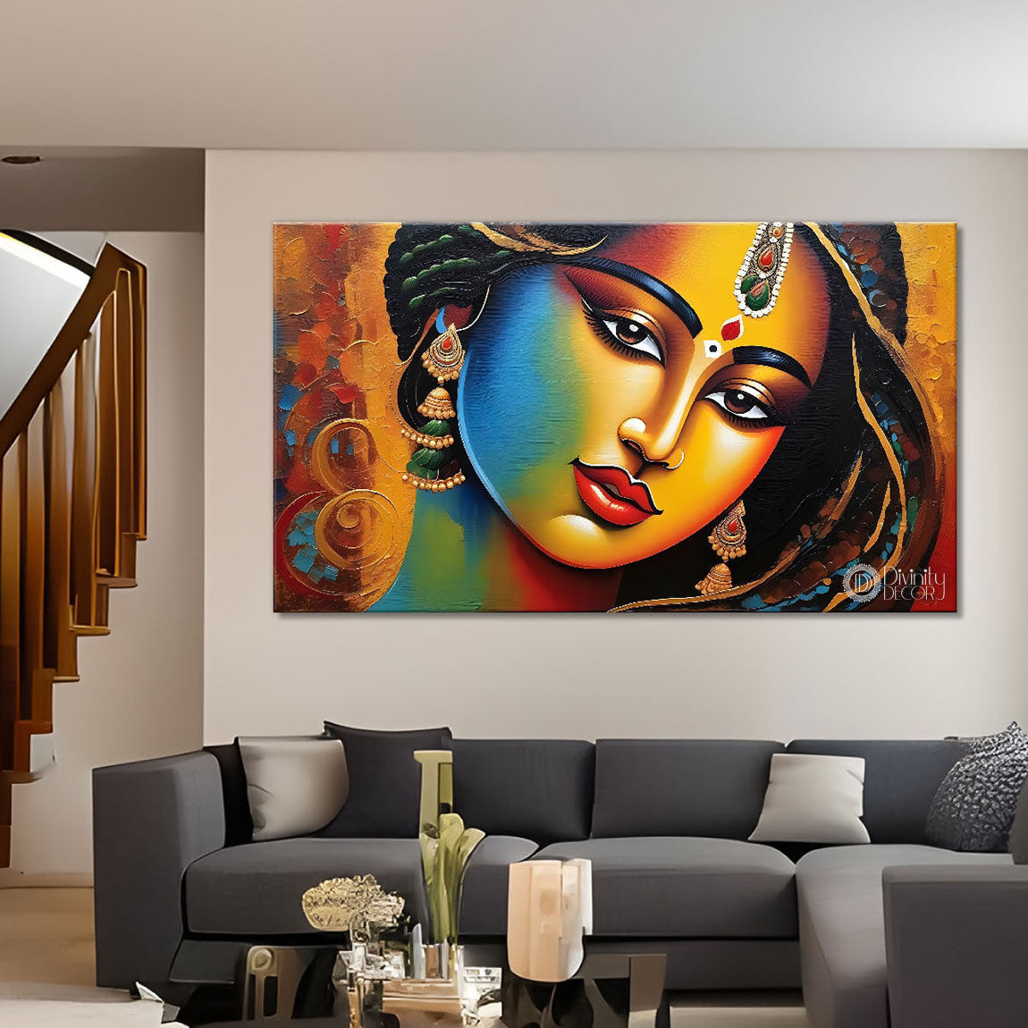 Beautiful lady textured modern art Canvas Painting - Design - Modern-L-273
