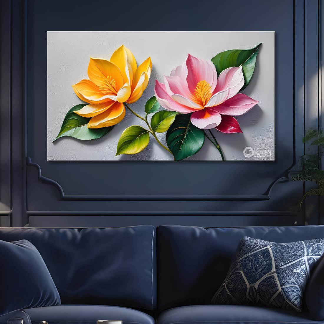 Yellow and pink flower in the grey background- Flower-273