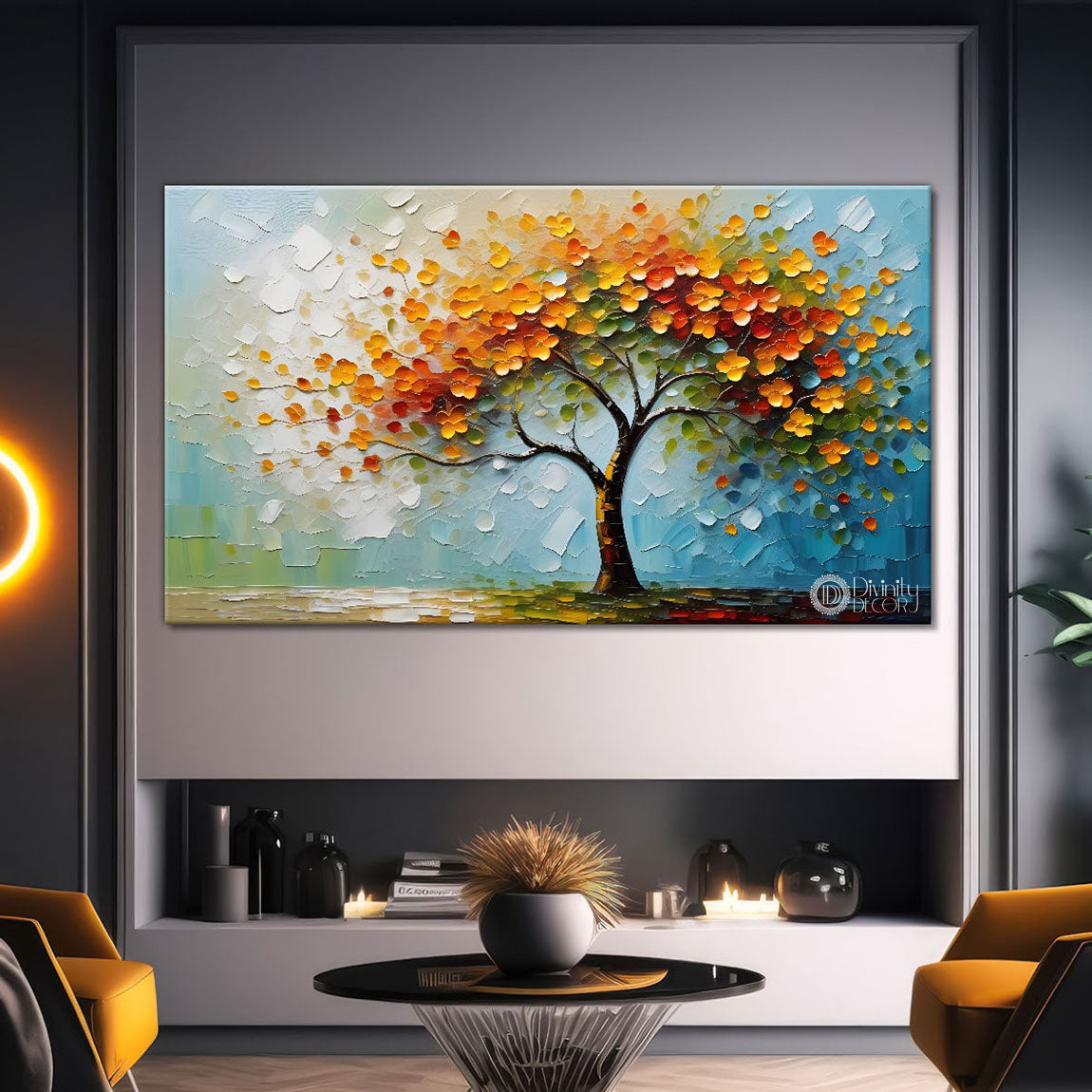 Colorful tree in textured modern art- Design - Tree-274
