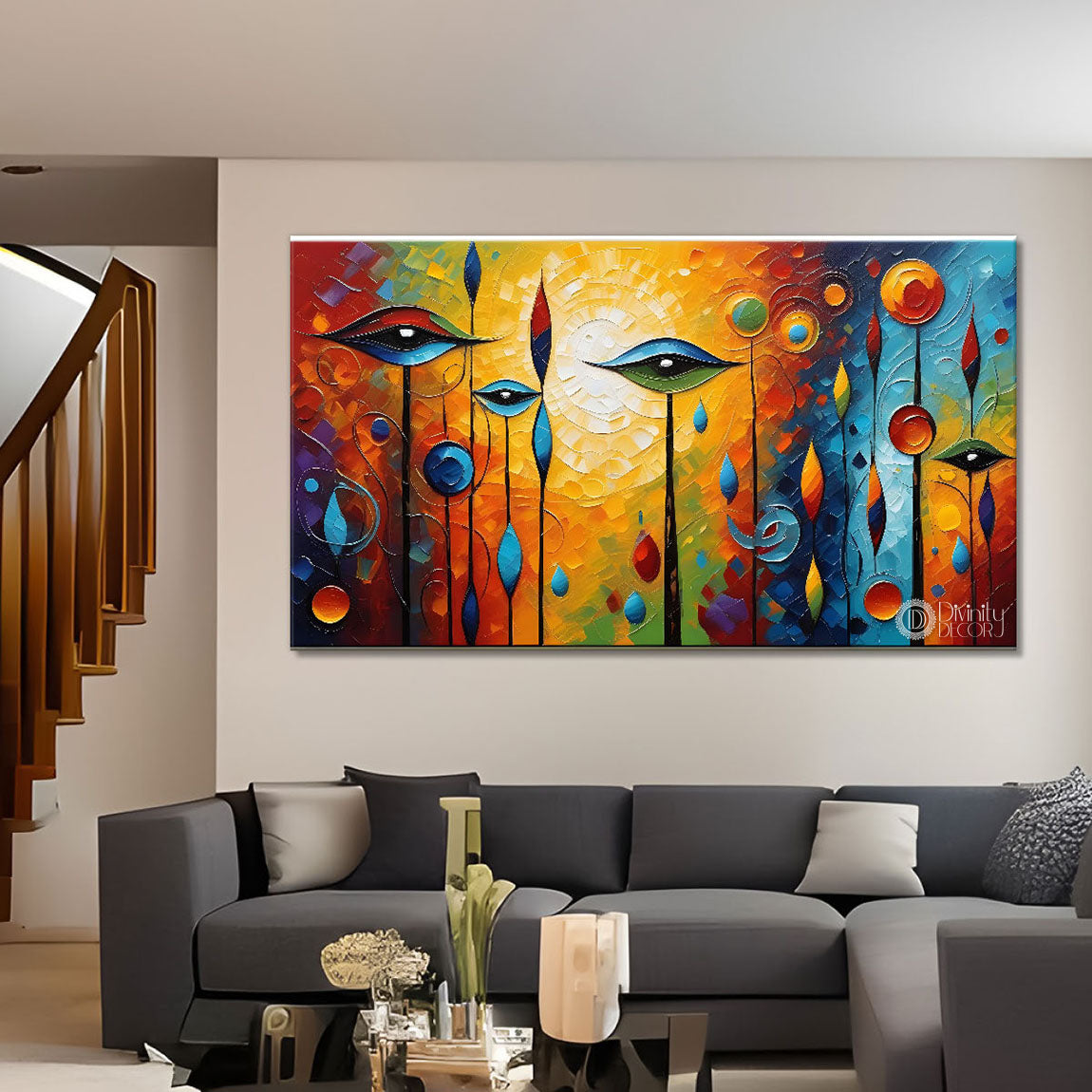 Colorful textured oil painting Canvas Painting - Design - Modern-L-274