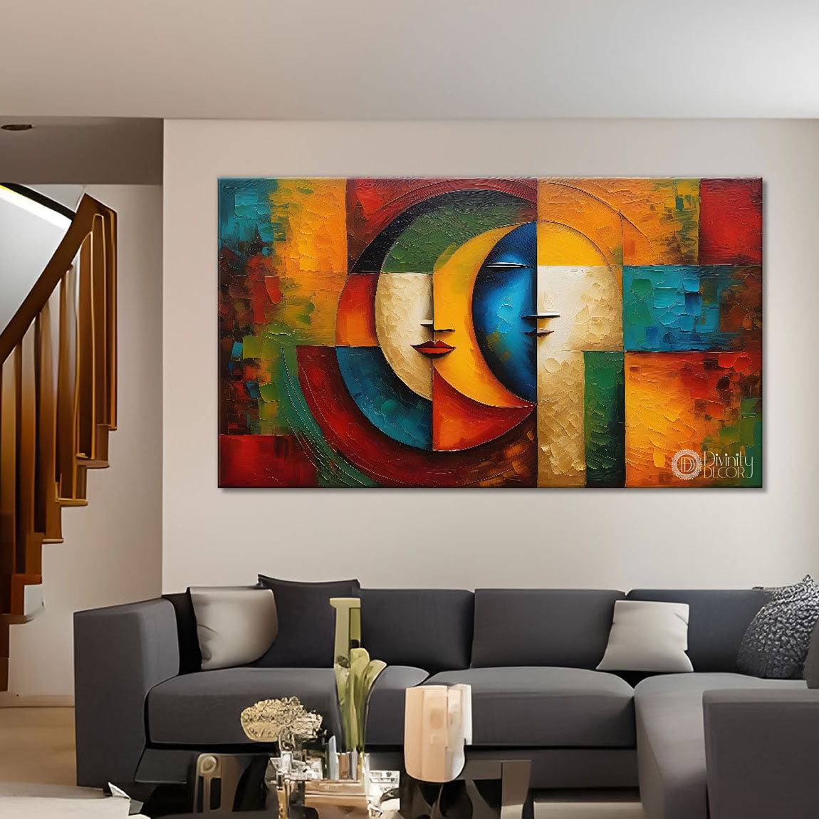 Colorful textured oil painting Canvas Painting - Design - Modern-L-275