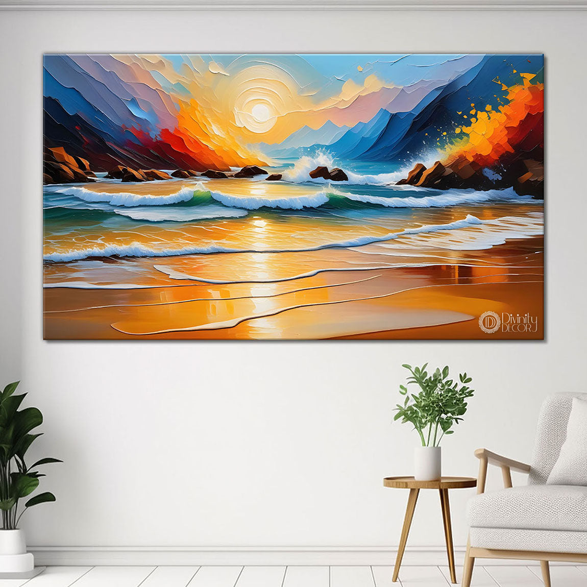 Waves and rock painting Canvas Painting - Nature Art -277