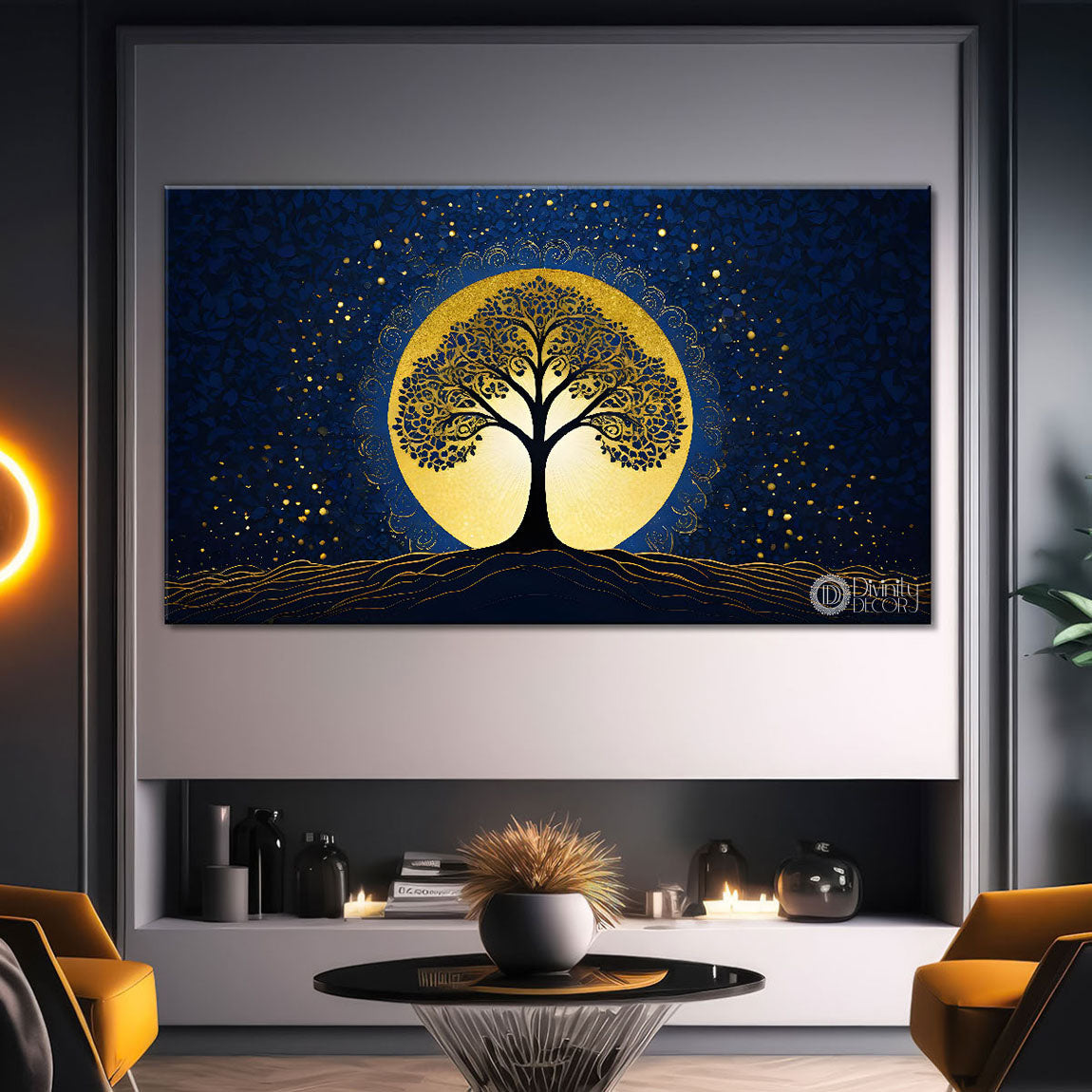 Dark textured tree modern art- Design - Tree-278