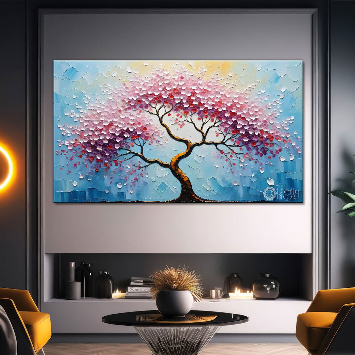 Spring tree in textured modern art- Design - Tree-279