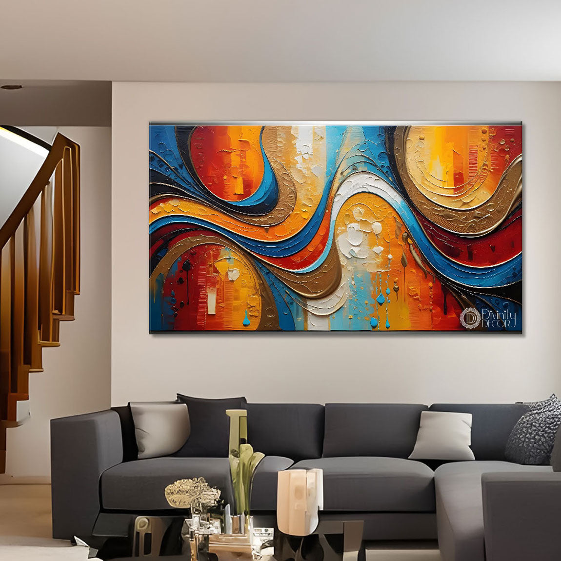 Colorful textured oil painting Canvas Painting - Design - Modern-L-280