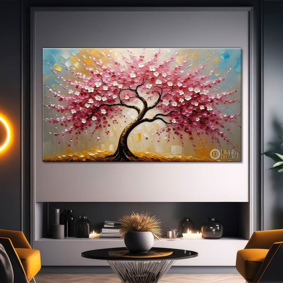 Spring tree in textured modern art- Design - Tree-281