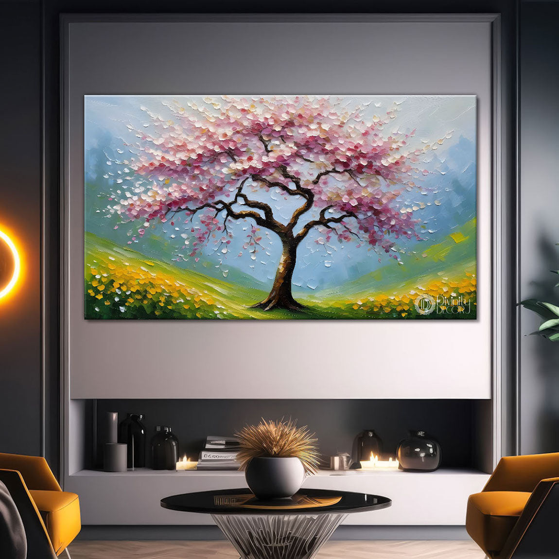 Spring tree in textured modern art- Design - Tree-282