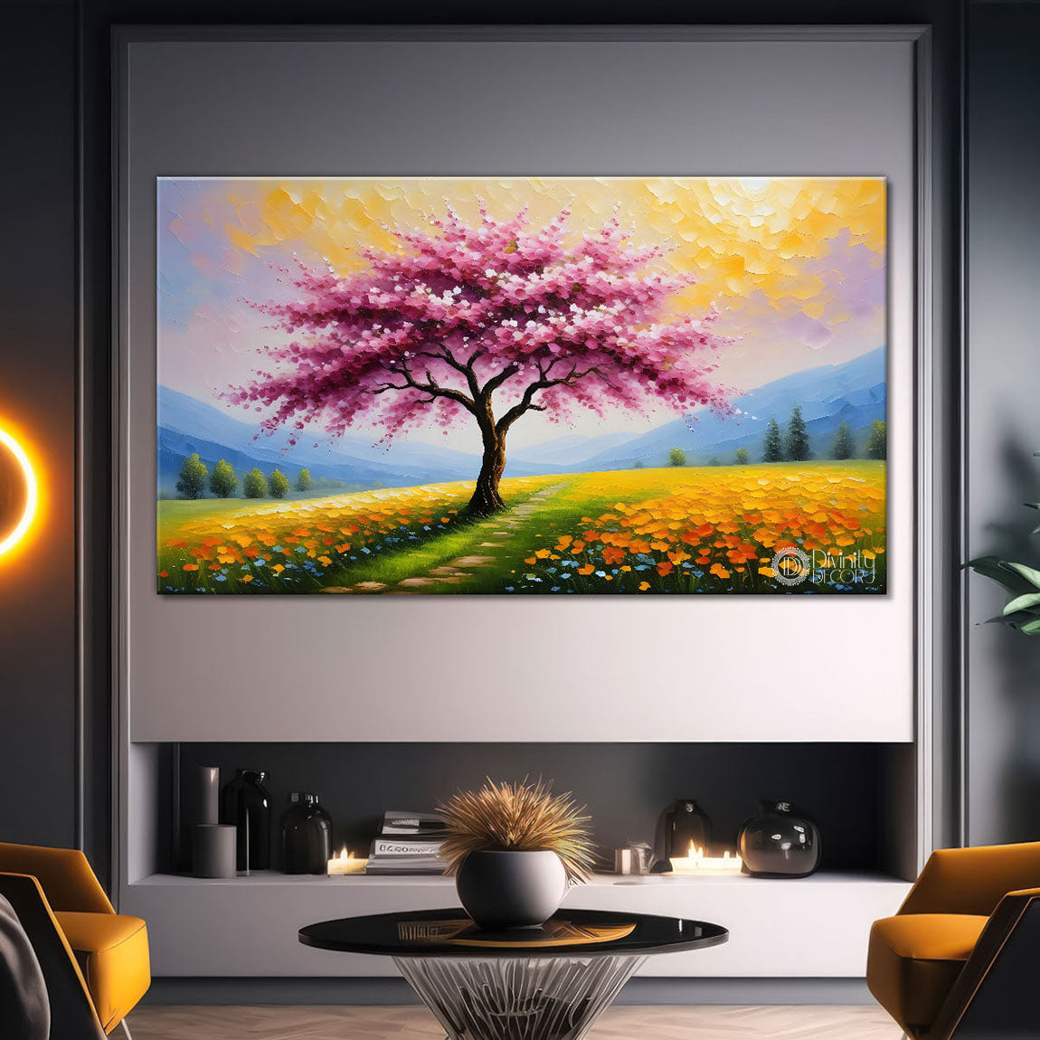 Spring tree in textured modern art- Design - Tree-284