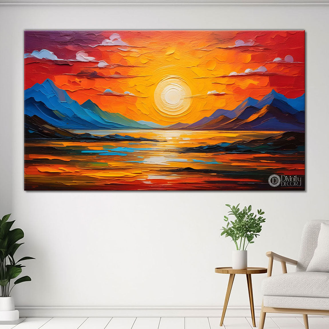 Mountains with sunrise painting Canvas Painting - Nature Art -288