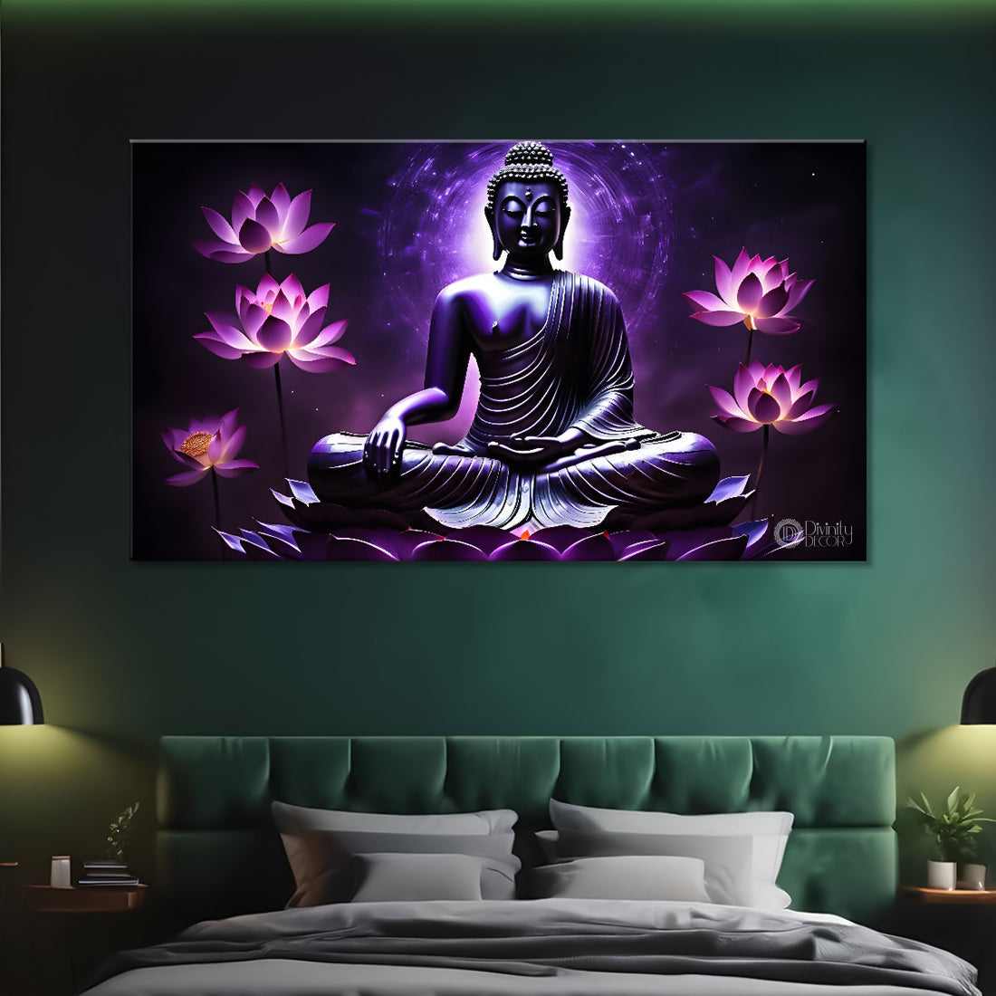 Buddha in purple textured background painting Canvas Wall Painting - Buddha-290