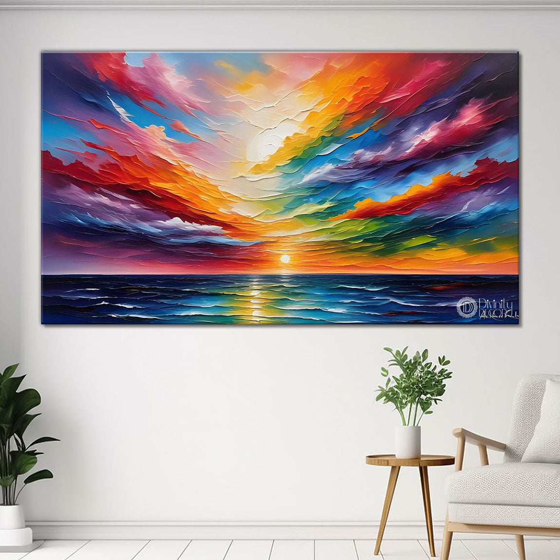 Sea with colorful sky painting Canvas Painting - Nature Art -290