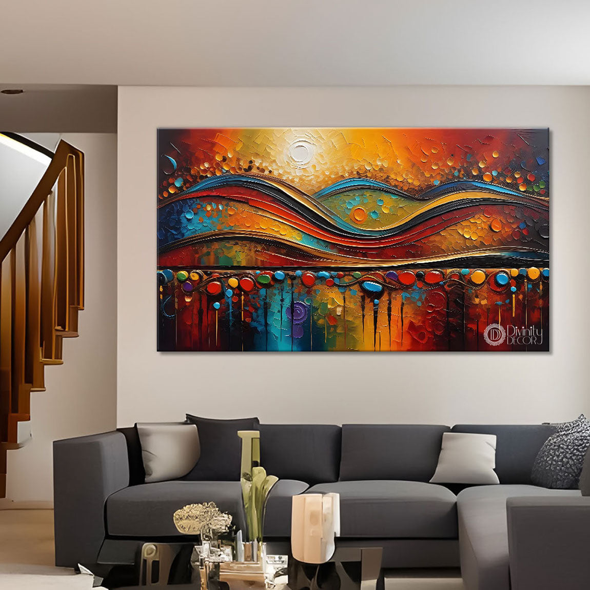 Colorful textured oil painting Canvas Painting - Design - Modern-L-293