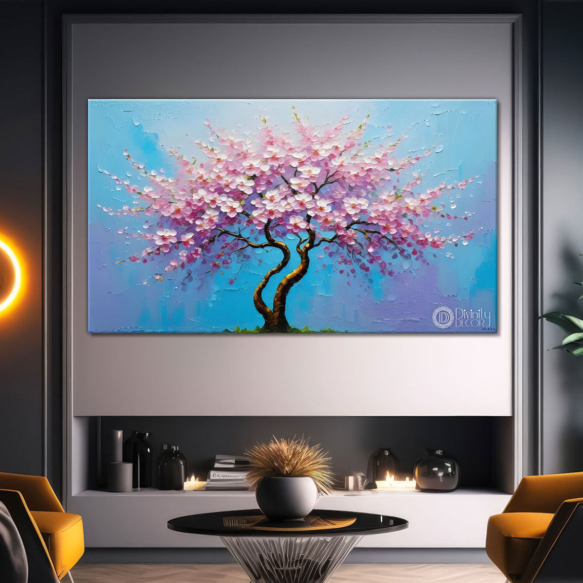 Spring tree in textured modern art- Design - Tree-293