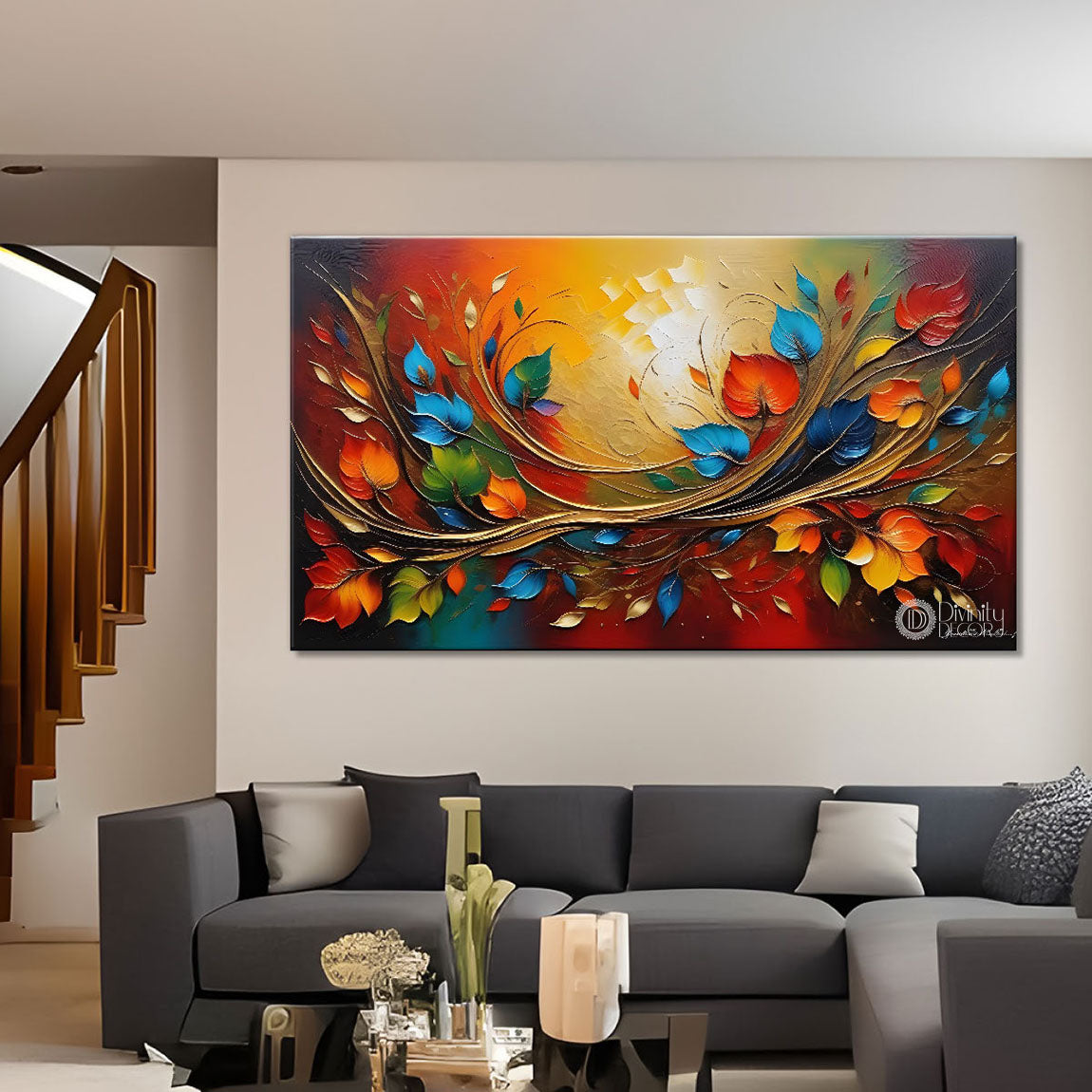 Colorful textured oil painting Canvas Painting - Design - Modern-L-294