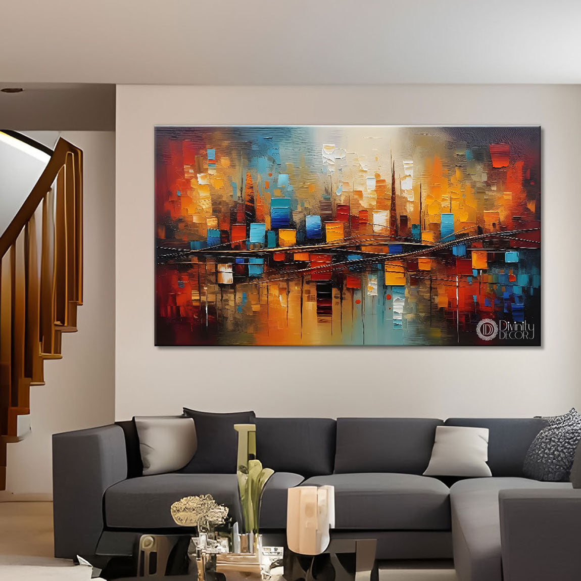 Colorful textured oil painting Canvas Painting - Design - Modern-L-296