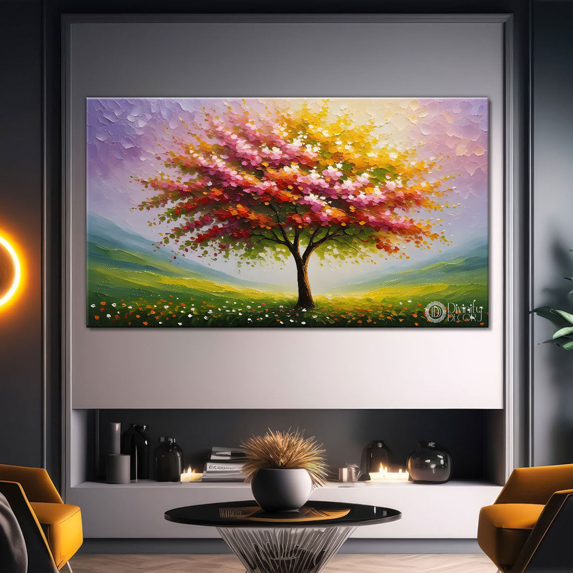 Colorful tree in textured modern art- Design - Tree-297
