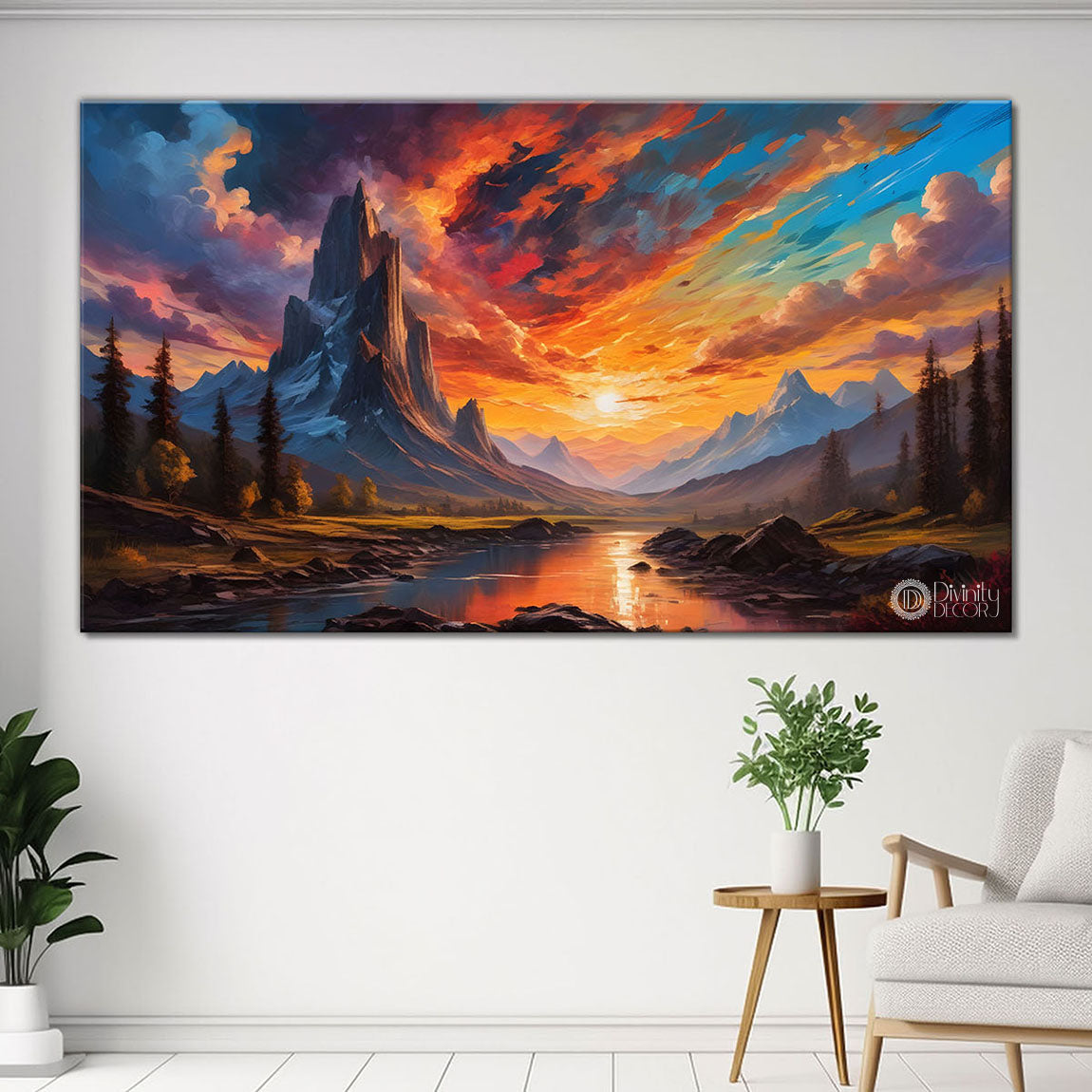 Colorful sky textured painting Canvas Painting - Nature Art -299