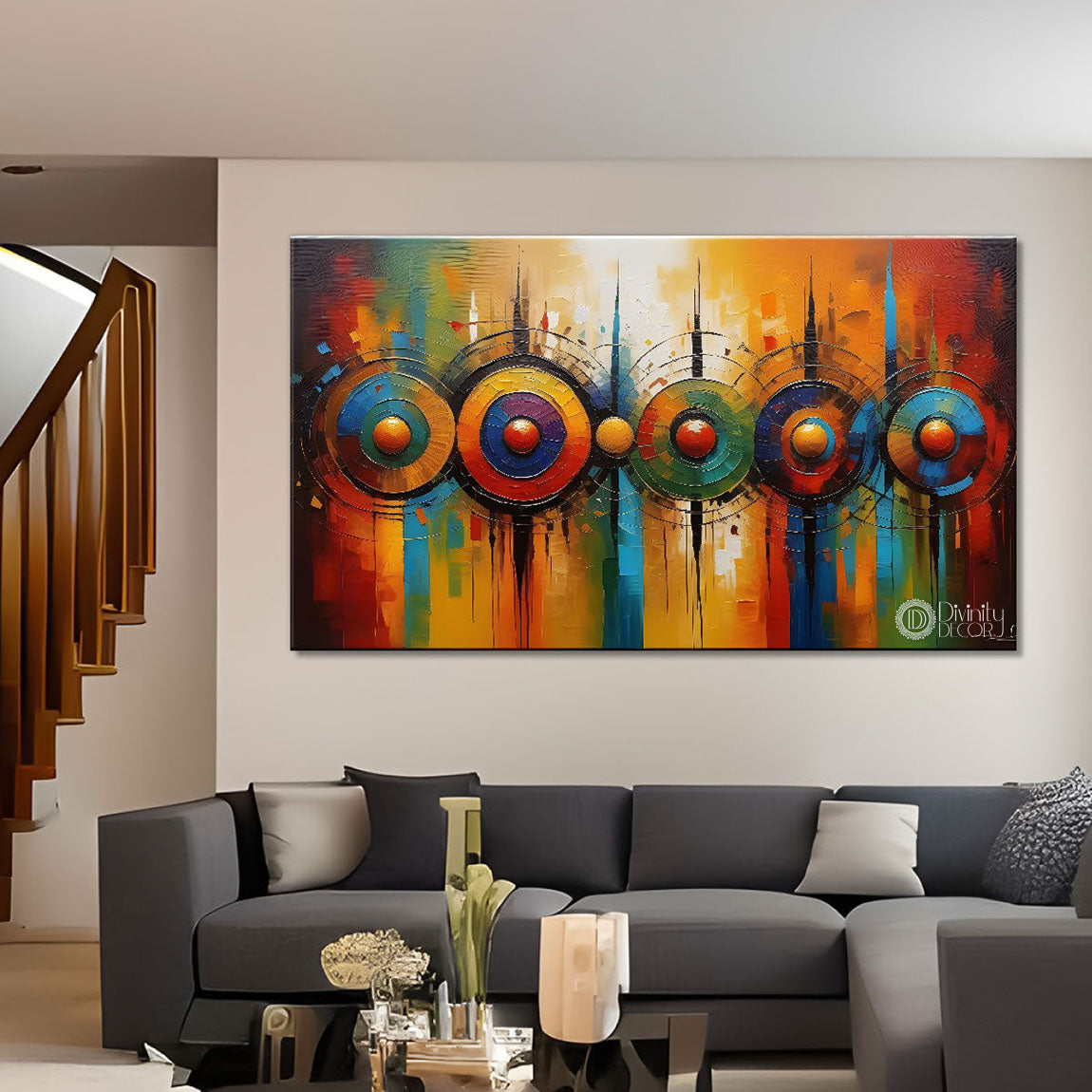 Colorful textured oil painting Canvas Painting - Design - Modern-L-299