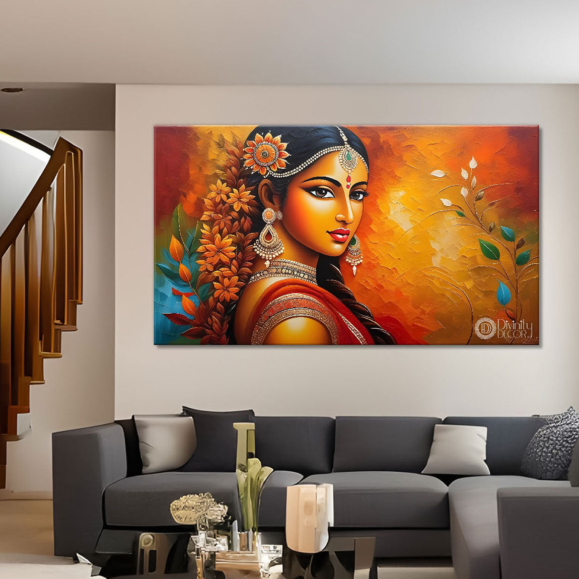 Beautiful lady textured modern art Canvas Painting - Design - Modern-L-301