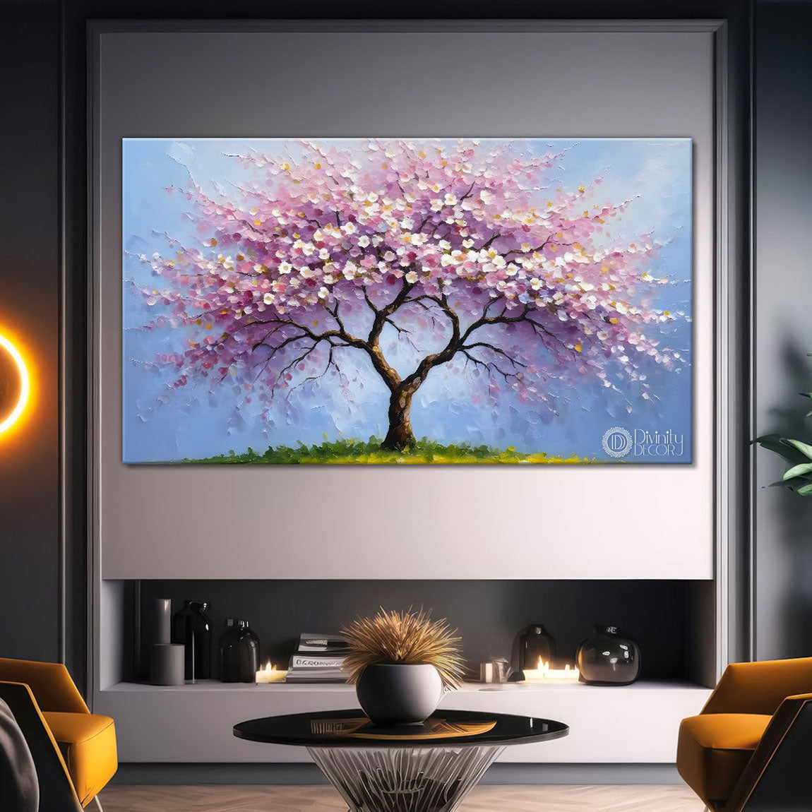 Spring tree in textured modern art- Design - Tree-301