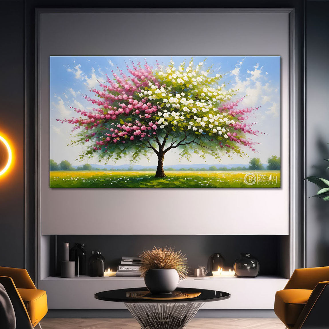 Spring tree in textured modern art- Design - Tree-302