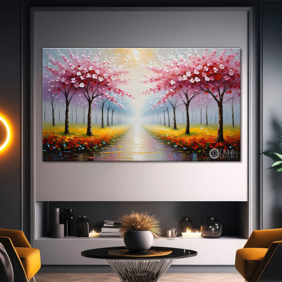 Spring tree in textured modern art- Design - Tree-304