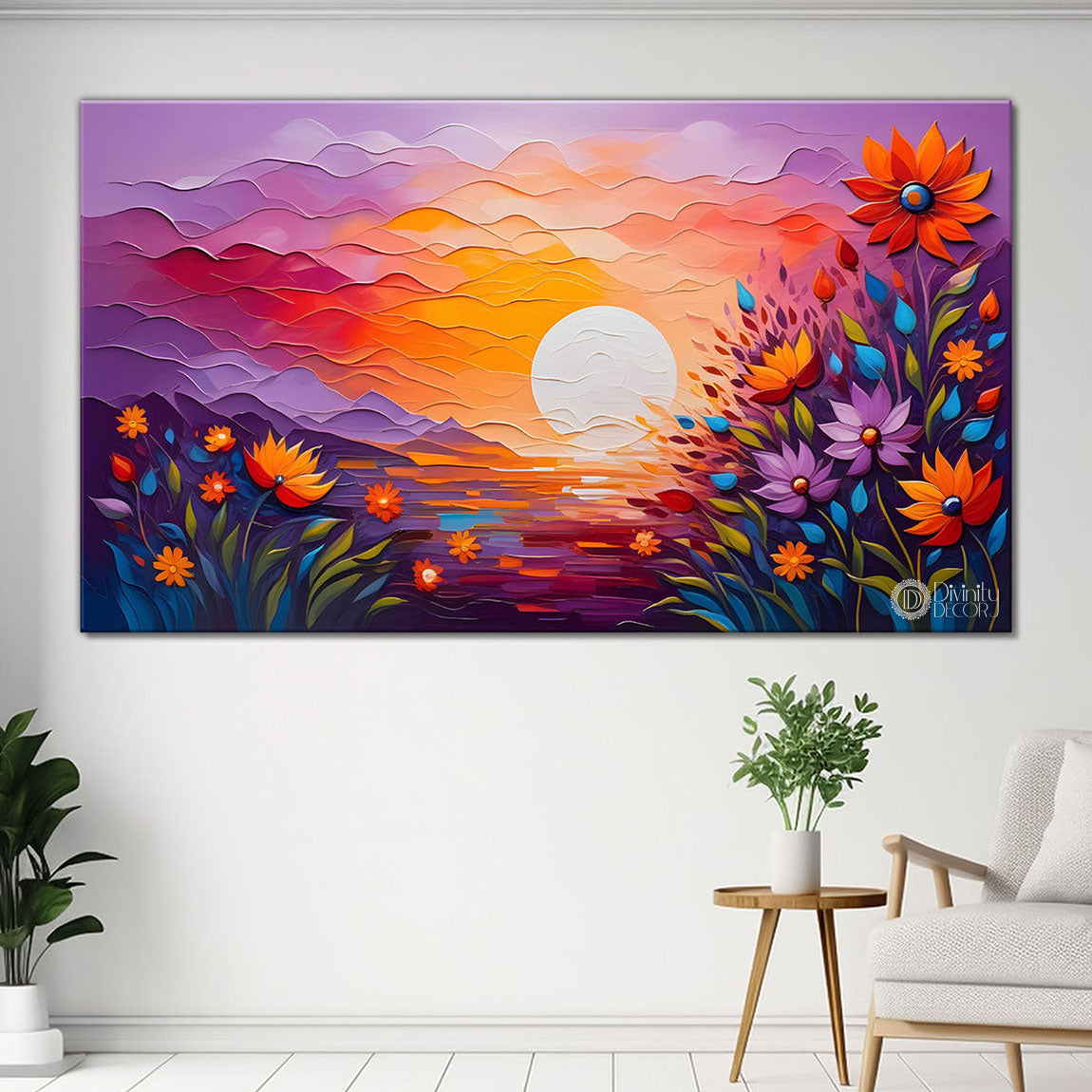 Sun and flowers painting Canvas Painting - Nature Art -304