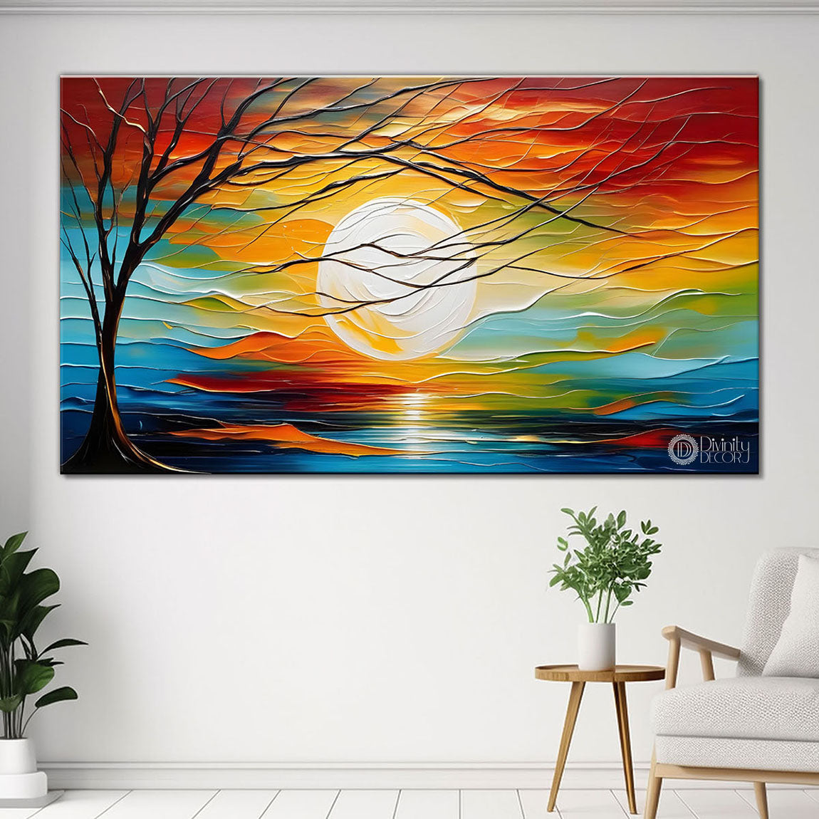Sunset colorful; view painting Canvas Painting - Nature Art -307