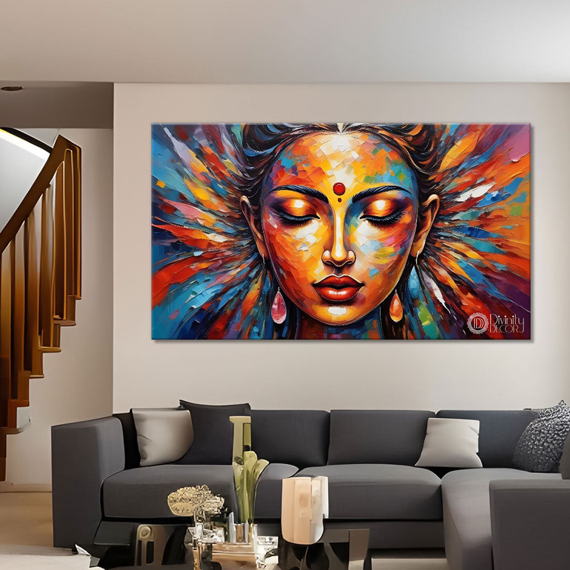 Beauty in brown lady textured modern art Canvas Painting - Design - Modern-L-307