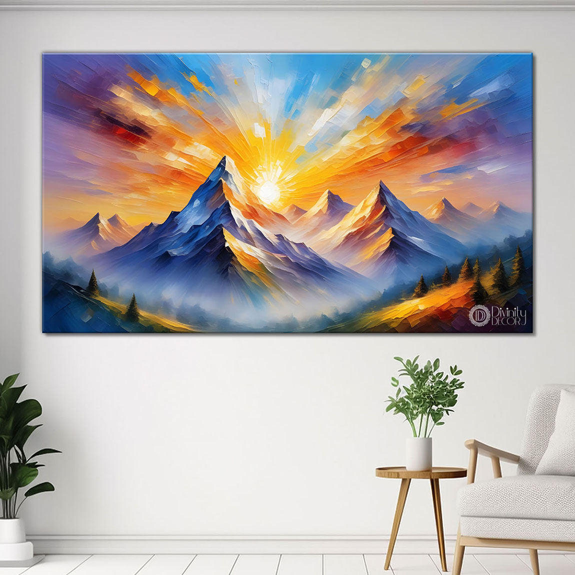 Mountains and clouds painting Canvas Painting - Nature Art -308