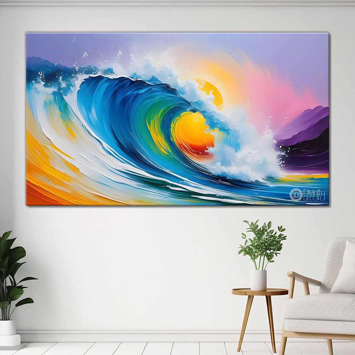 Colorful wave in textured art Canvas Painting - Nature Art -310
