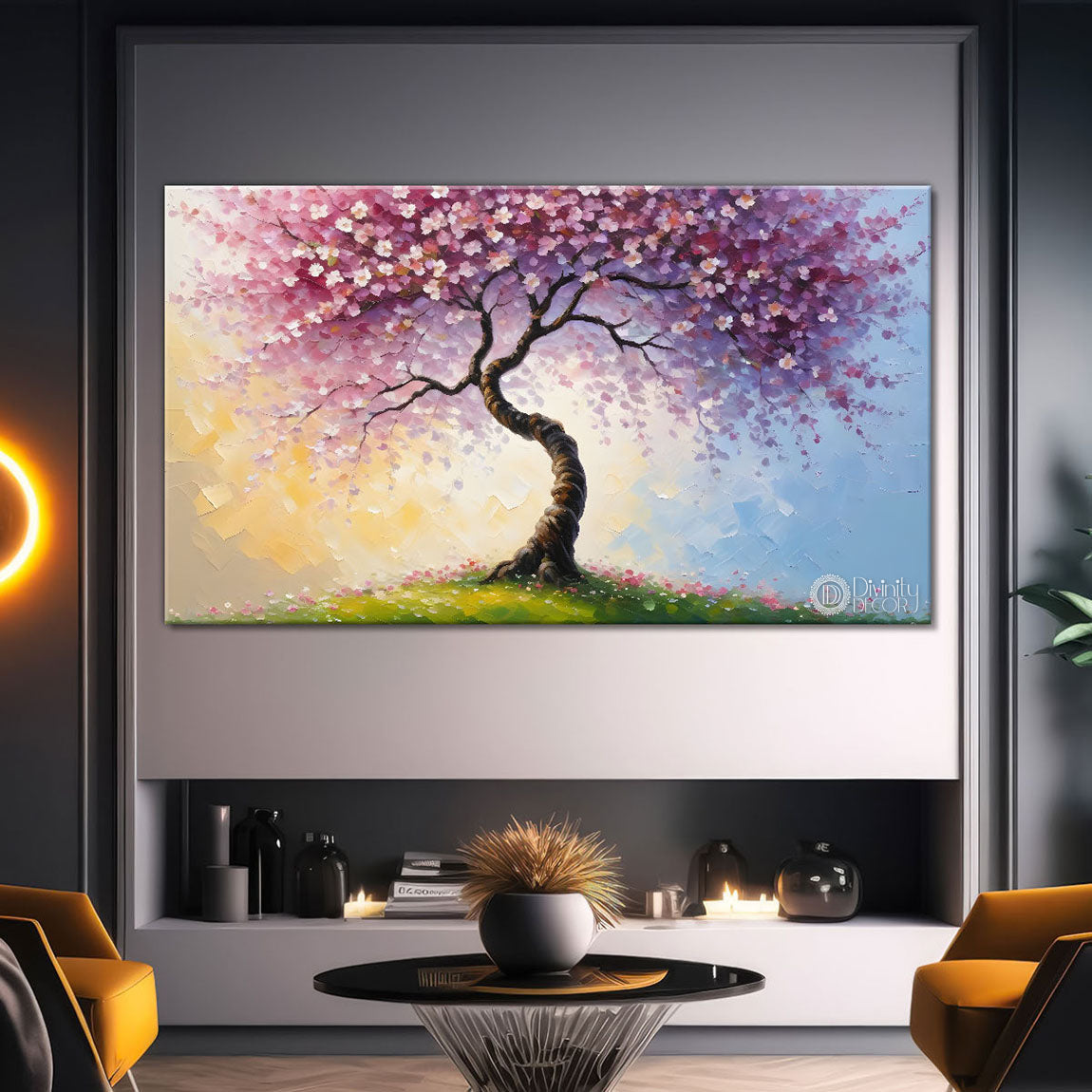 Spring tree in textured modern art- Design - Tree-311