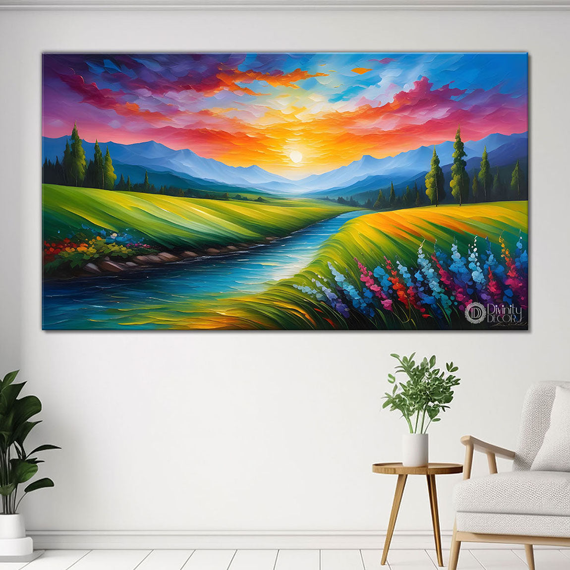 Mountains and river painting Canvas Painting - Nature Art -312