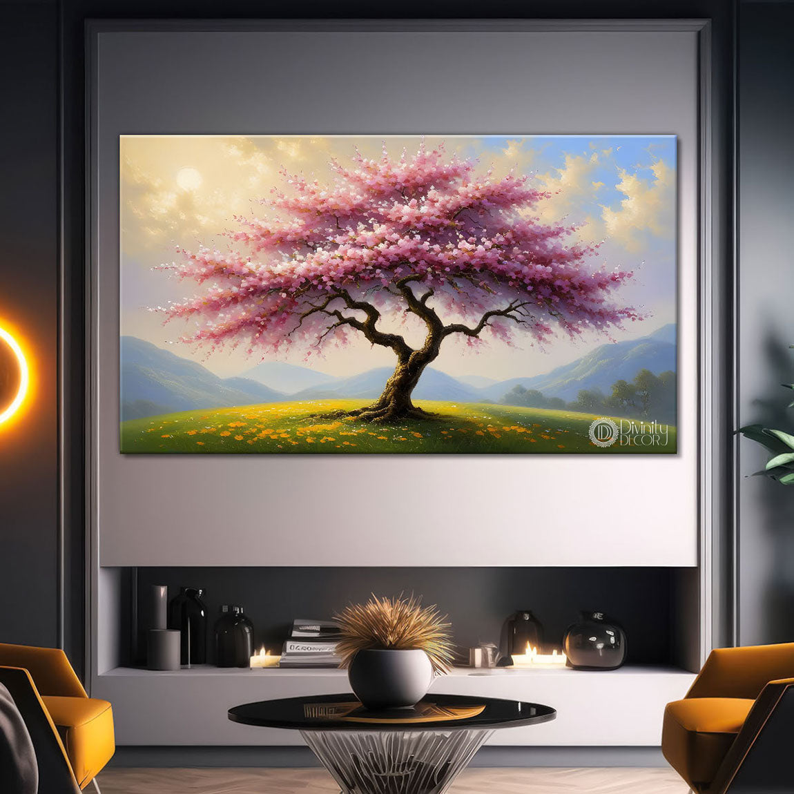 Spring tree in textured modern art- Design - Tree-313