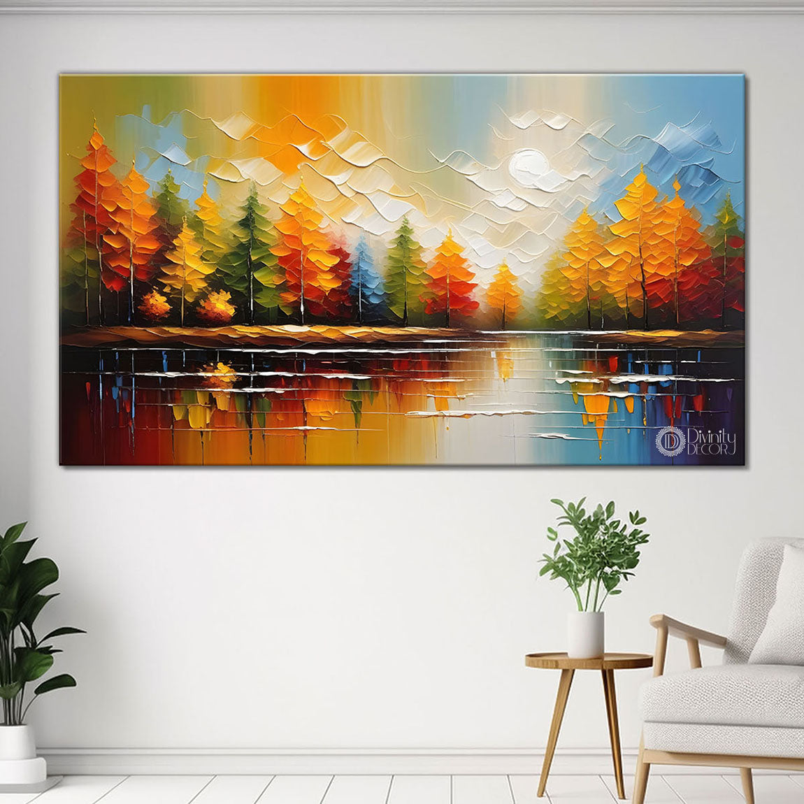Trees with river painting Canvas Painting - Nature Art -313