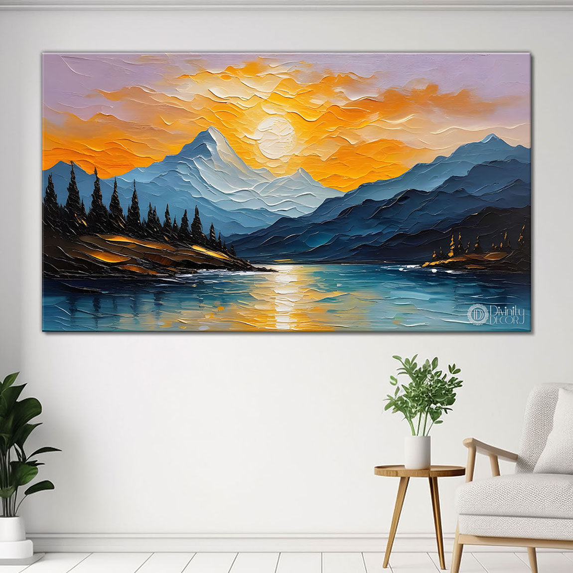 Mountains and river painting Canvas Painting - Nature Art -316