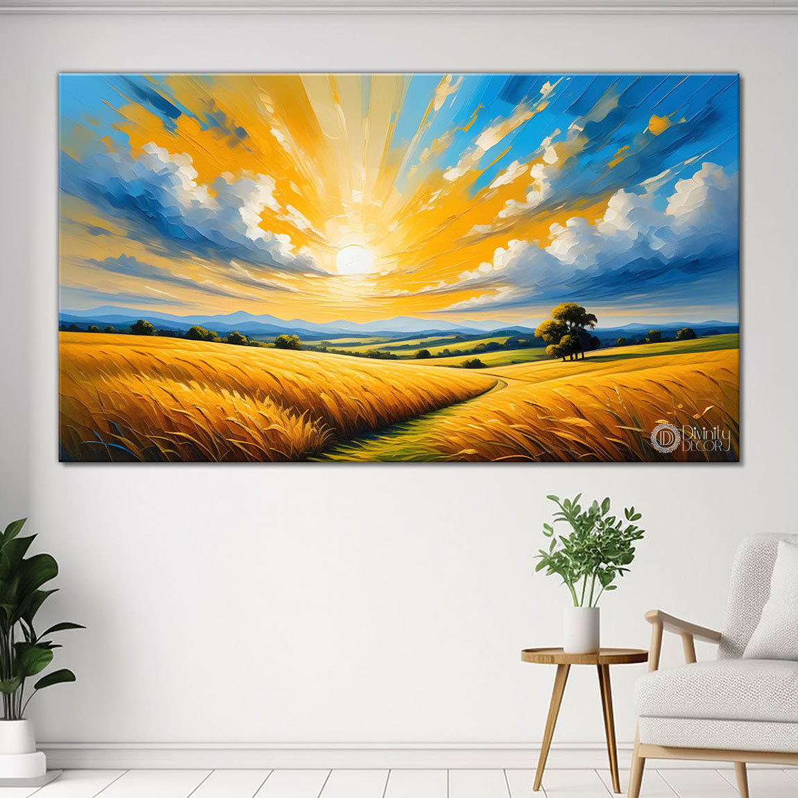 Sunrise view textured painting Canvas Painting - Nature Art -317