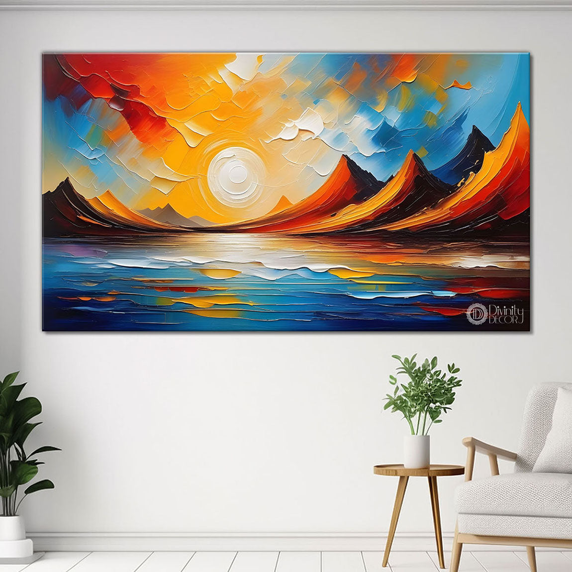 Mountains with sunset painting Canvas Painting - Nature Art -320