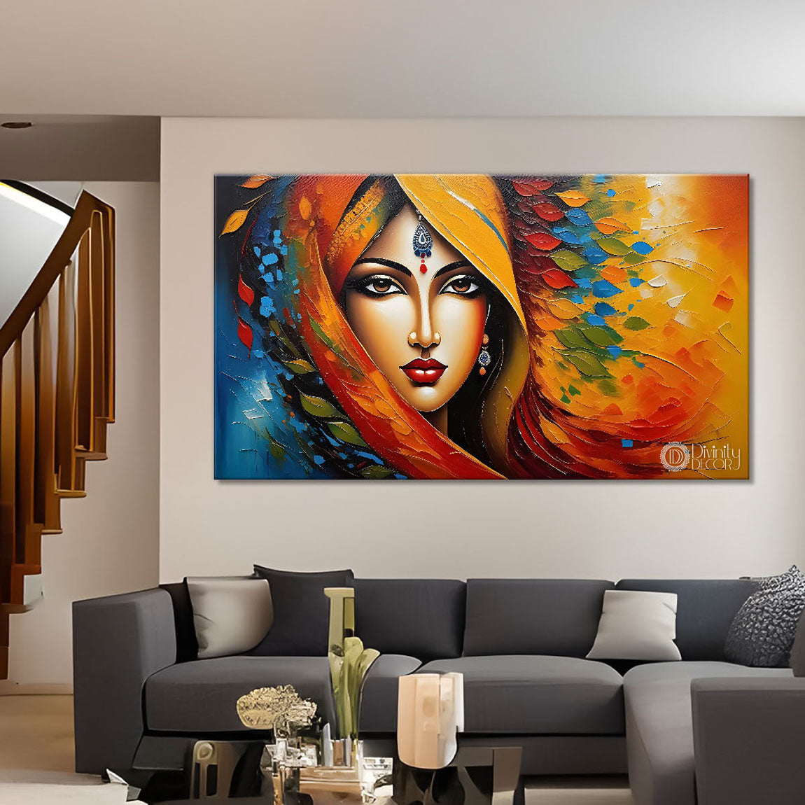 Beauty in brown lady textured modern art Canvas Painting - Design - Modern-L-321